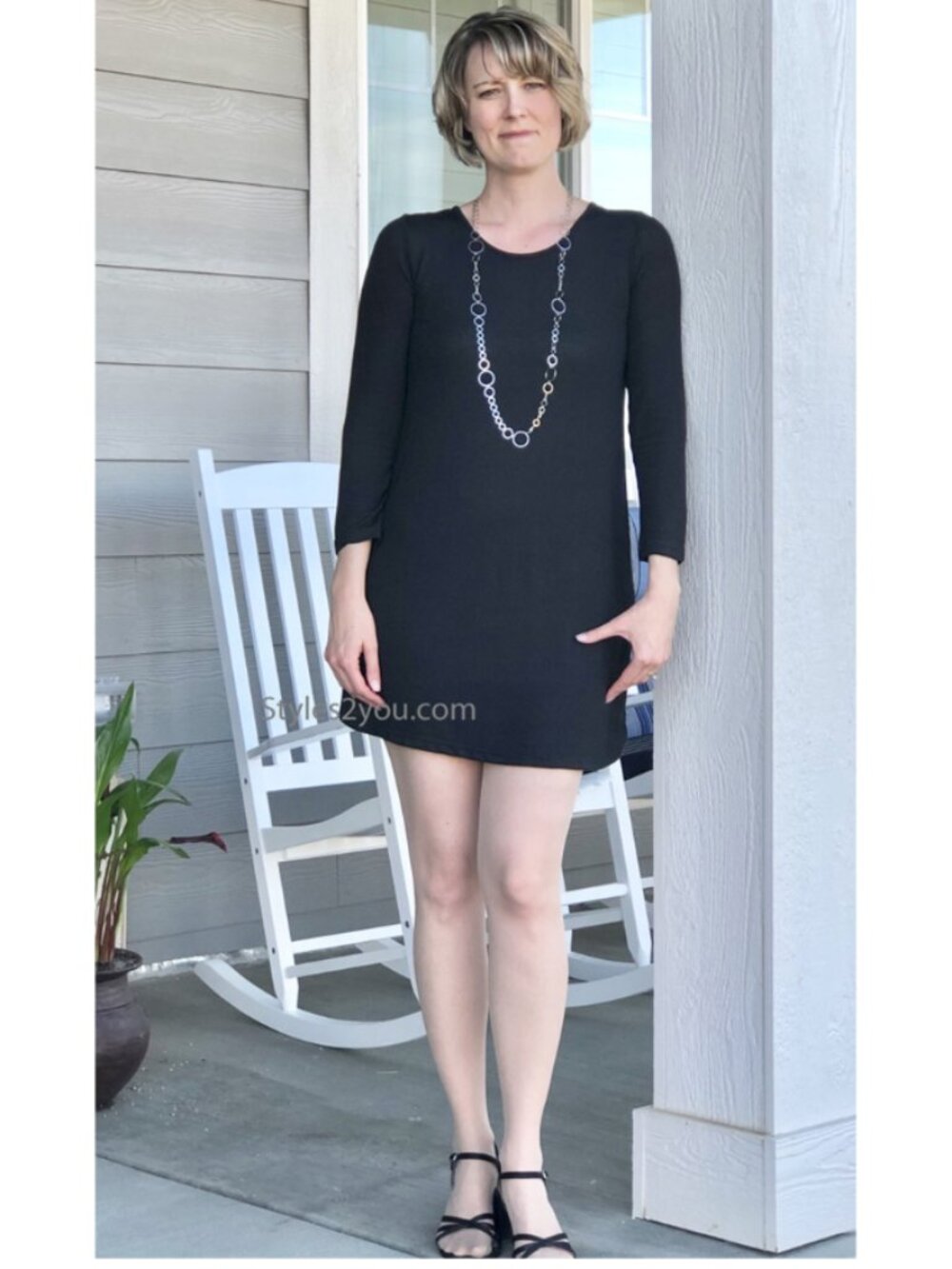 NWT PRETTY ANGEL September Long Sleeve Knit Basic Tunic Dress Extender In Black